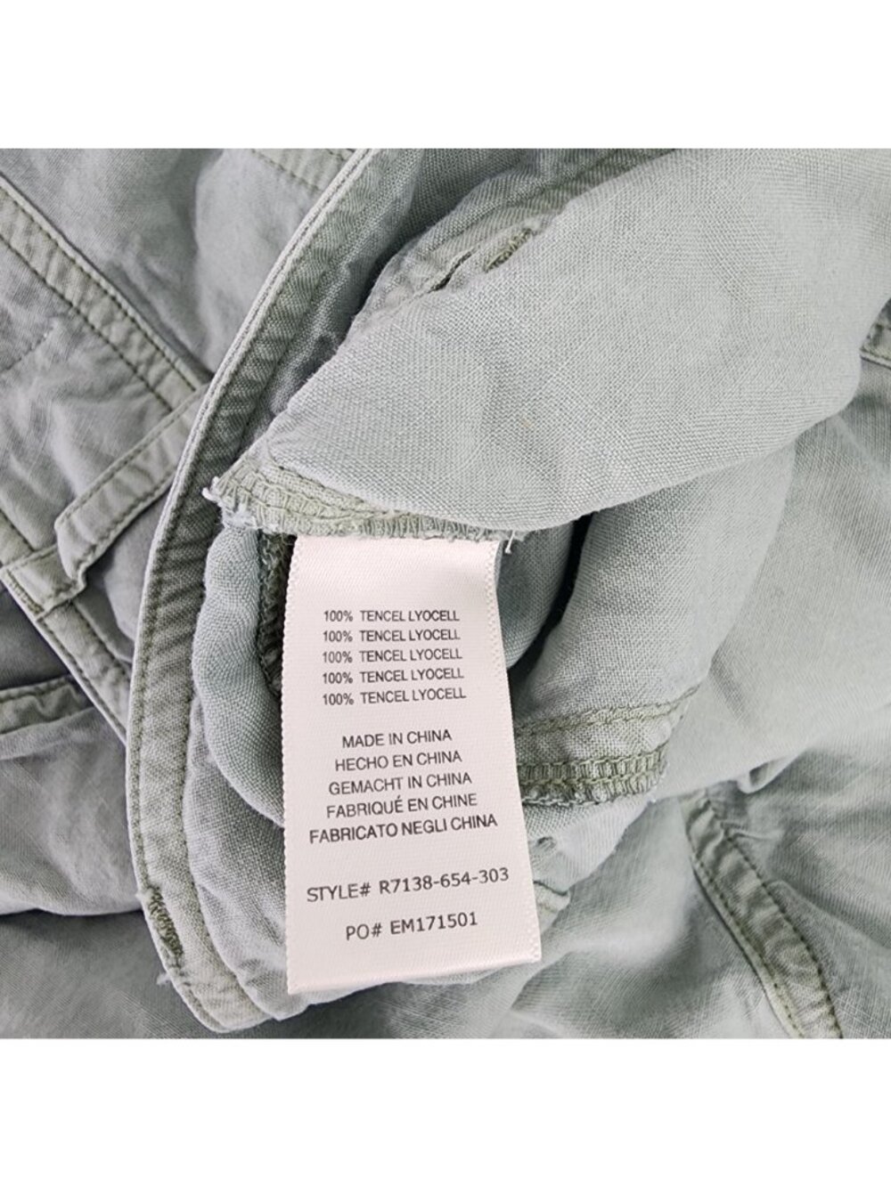 Anthropologie Cloth & Stone Tencel High Rise Moss Green Cuffed Shorts XS X-Small - Picture 3 of 10